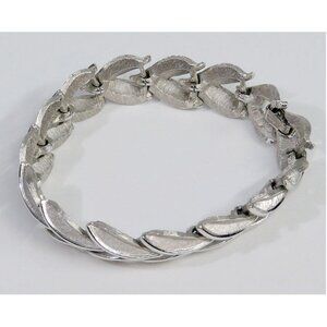 Rare 1960s TRIFARI Bracelet - Silver Laurel Leaf Design - Classic MCM - 7"